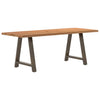 Eettafel Met Natuurlijke Rand Massief Eikenhout Rechthoekig Natuurlijk Staal