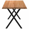 Eettafel Met Natuurlijke Rand Massief Eikenhout Rechthoekig Zwart