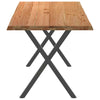 Eettafel Met Natuurlijke Rand Massief Eikenhout Rechthoekig Antraciet