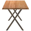 Eettafel Met Natuurlijke Rand Massief Eikenhout Rechthoekig Natuurlijk Staal