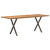 Eettafel Met Natuurlijke Rand Massief Eikenhout Rechthoekig Natuurlijk Staal