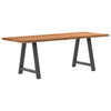 Eettafel Rechthoekig 220X100X74 Cm Massief Eikenhout Lichtbruin Antraciet