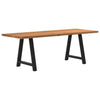 Eettafel Rechthoekig 240X90X74 Cm Massief Eikenhout Lichtbruin Zwart