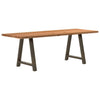 Eettafel Rechthoekig 220X120X74 Cm Massief Eikenhout Lichtbruin Natuurlijk Staal