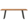 Eettafel Met Natuurlijke Rand 220X80X74 Cm Massief Eikenhout Antraciet