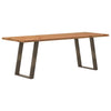 Eettafel Met Natuurlijke Rand 220X80X74 Cm Massief Eikenhout Natuurlijk Staal