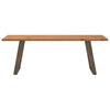 Eettafel Met Natuurlijke Rand 220X80X74 Cm Massief Eikenhout Natuurlijk Staal
