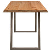 Eettafel Met Natuurlijke Rand 220X80X74 Cm Massief Eikenhout Natuurlijk Staal
