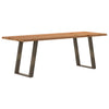 Eettafel Met Natuurlijke Rand 220X80X74 Cm Massief Eikenhout Natuurlijk Staal