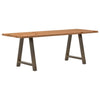 Eettafel Met Natuurlijke Rand Massief Eikenhout Rechthoekig Natuurlijk Staal