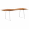 Eettafel Met Natuurlijke Rand 220X100X74 Cm Massief Eikenhout Wit