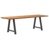 Eettafel Rechthoekig 220X100X74 Cm Massief Eikenhout Lichtbruin Antraciet