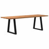 Eettafel Rechthoekig 180X100X74 Cm Massief Eikenhout Lichtbruin Zwart