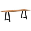 Eettafel Rechthoekig 240X90X74 Cm Massief Eikenhout Lichtbruin Zwart