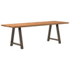 Eettafel Rechthoekig 220X120X74 Cm Massief Eikenhout Lichtbruin Natuurlijk Staal