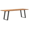 Eettafel Met Natuurlijke Rand 220X80X74 Cm Massief Eikenhout Antraciet