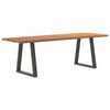 Eettafel Met Natuurlijke Rand 240X80X74 Cm Massief Eikenhout Antraciet