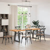 Eettafel Met Natuurlijke Rand 240X80X74 Cm Massief Eikenhout Antraciet