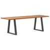 Eettafel Met Natuurlijke Rand 240X80X74 Cm Massief Eikenhout Antraciet