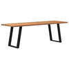 Eettafel Met Natuurlijke Rand 240X100X74 Cm Massief Eikenhout Zwart