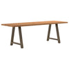 Eettafel Met Natuurlijke Rand Massief Eikenhout Rechthoekig Natuurlijk Staal