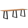 Eettafel Rechthoekig 180X100X74 Cm Massief Eikenhout Lichtbruin Zwart