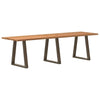 Eettafel Met Natuurlijke Rand 280X80X74 Cm Massief Eikenhout Natuurlijk Staal