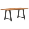 Eettafel Rechthoekig 220X100X74 Cm Massief Eikenhout Lichtbruin Antraciet