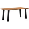Eettafel Rechthoekig 240X90X74 Cm Massief Eikenhout Lichtbruin Zwart