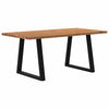 Eettafel Rechthoekig 180X100X74 Cm Massief Eikenhout Lichtbruin Zwart
