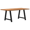 Eettafel Rechthoekig 240X90X74 Cm Massief Eikenhout Lichtbruin Zwart