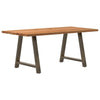 Eettafel Rechthoekig 220X120X74 Cm Massief Eikenhout Lichtbruin Natuurlijk Staal