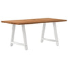 Eettafel Rechthoekig 180X90X74 Cm Massief Eikenhout Lichtbruin Wit