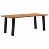 Eettafel Rechthoekig 240X90X74 Cm Massief Eikenhout Lichtbruin Zwart