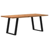 Eettafel Rechthoekig 180X100X74 Cm Massief Eikenhout Lichtbruin Zwart