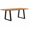 Eettafel Rechthoekig 180X100X74 Cm Massief Eikenhout Lichtbruin Zwart