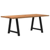 Eettafel Rechthoekig 240X90X74 Cm Massief Eikenhout Lichtbruin Zwart