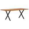 Eettafel Rechthoekig 200X100X74 Cm Massief Eikenhout Lichtbruin Zwart