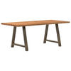 Eettafel Rechthoekig 220X120X74 Cm Massief Eikenhout Lichtbruin Natuurlijk Staal