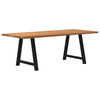 Eettafel Rechthoekig 240X90X74 Cm Massief Eikenhout Lichtbruin Zwart