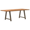 Eettafel Rechthoekig 220X120X74 Cm Massief Eikenhout Lichtbruin Natuurlijk Staal