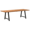 Eettafel Rechthoekig 220X100X74 Cm Massief Eikenhout Lichtbruin Antraciet