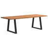 Eettafel Rechthoekig 180X100X74 Cm Massief Eikenhout Lichtbruin Zwart