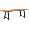 Eettafel Rechthoekig 240X90X74 Cm Massief Eikenhout Lichtbruin Zwart