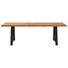 Eettafel Rechthoekig 240X90X74 Cm Massief Eikenhout Lichtbruin Zwart