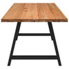 Eettafel Rechthoekig 240X90X74 Cm Massief Eikenhout Lichtbruin Zwart