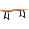 Eettafel Rechthoekig 240X90X74 Cm Massief Eikenhout Lichtbruin Zwart