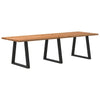 Eettafel Rechthoekig 180X100X74 Cm Massief Eikenhout Lichtbruin Zwart
