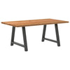 Eettafel Rechthoekig 220X100X74 Cm Massief Eikenhout Lichtbruin Antraciet