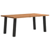 Eettafel Rechthoekig 240X90X74 Cm Massief Eikenhout Lichtbruin Zwart